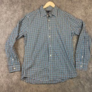 GAP Shirt L Mens Button Up 100 Cotton Long Sleeve Blue Tattersall Plaid  Outlet
